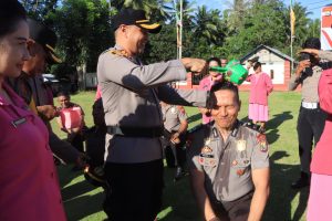 Polres Halbar Laksanakan Upacara Korps Raport Kenaikan Pangkat