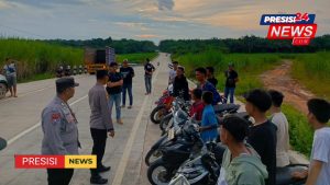 Jelang Buka Puasa Ramadhan,Polsek Negera Batin Bubarkan Balap Liar di Jalan Poros Purwa Agung
