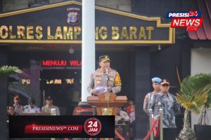 Dalam Rangka Pengamanan Hari Raya idul Fitri 1416 H Polres Lampung Barat Laksanakan Apel Gelar Pasukan