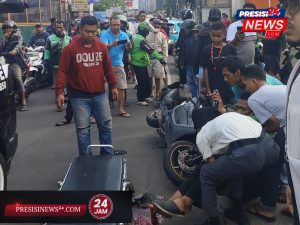 Terjadi kecelakaan taksi dengan pengemudi ojek online di jl karyawan 4 Ciledug