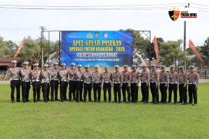 Polres Lampung Barat Laksanakan Apel Gelar Pasukan Operasi Patuh Krakatau 2025