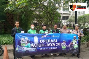 Satlantas Jakarta Barat Berikan Penyuluhan Tertib Lalu Lintas kepada Ojek Online Di Area Podomoro City