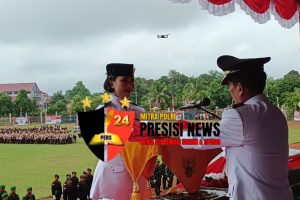Pertama Kali, Bupati Sintang Tampak Tenang Saat Jadi Inspektur Upacara HUT RI Ke 80 di Stadion Baning Sintang