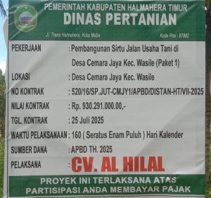 Kejati Maluku Utara Diminta Segera Panggil, Periksa Pertanian Halmahera Timur dan Oknum kontraktor CV, AL HILAL